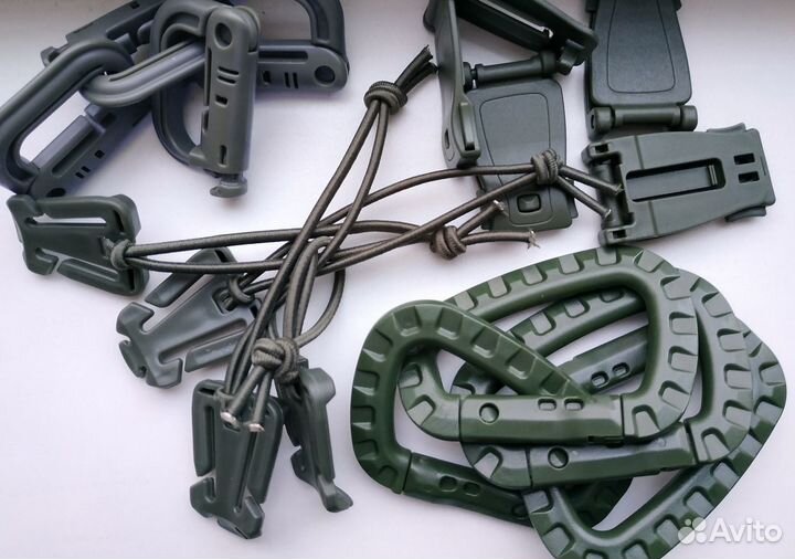 Карабины клипсы molle для жилетов рюкзаков зеленые