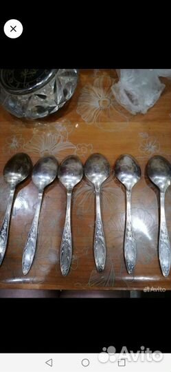 Ложки столовые 6шт мнц мельхиор винтаж