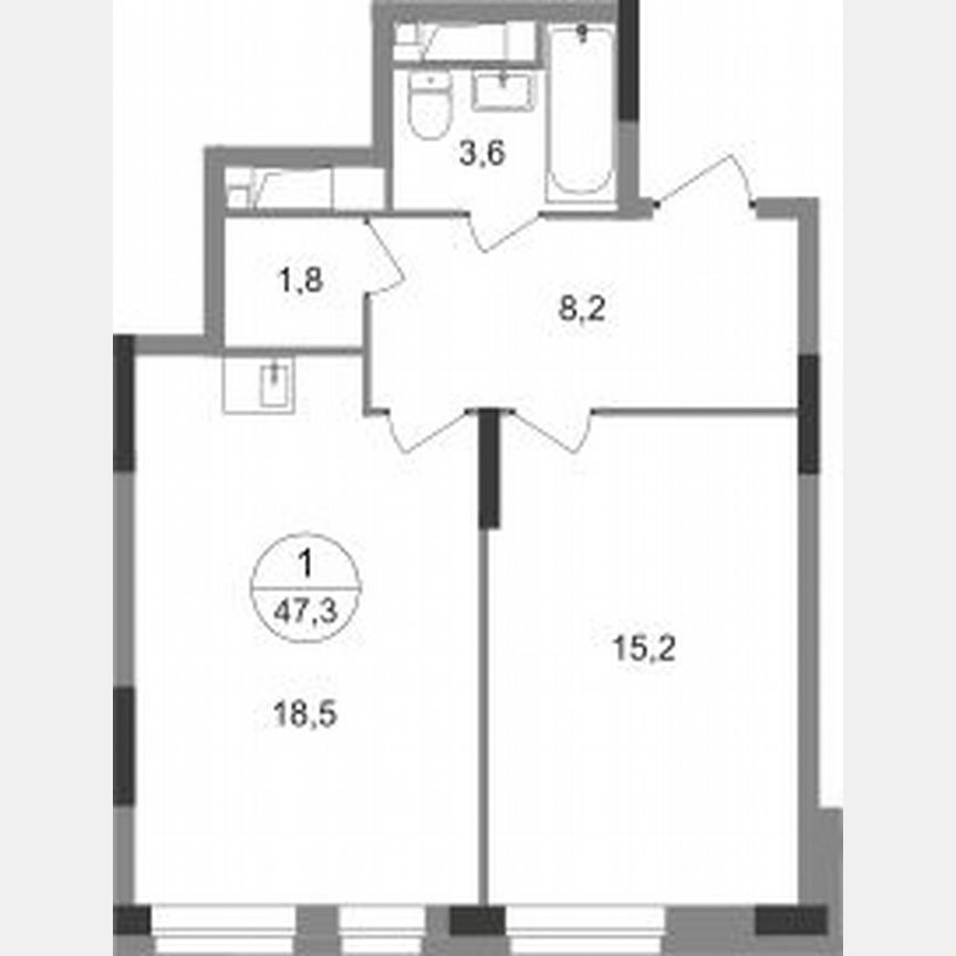 1-к. квартира, 47,3 м², 8/19 эт.