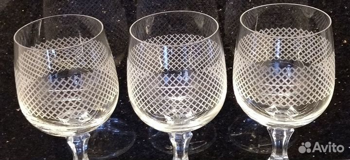 Фужеры 3.шт 250 мл одним лотом. стекло, нарезка