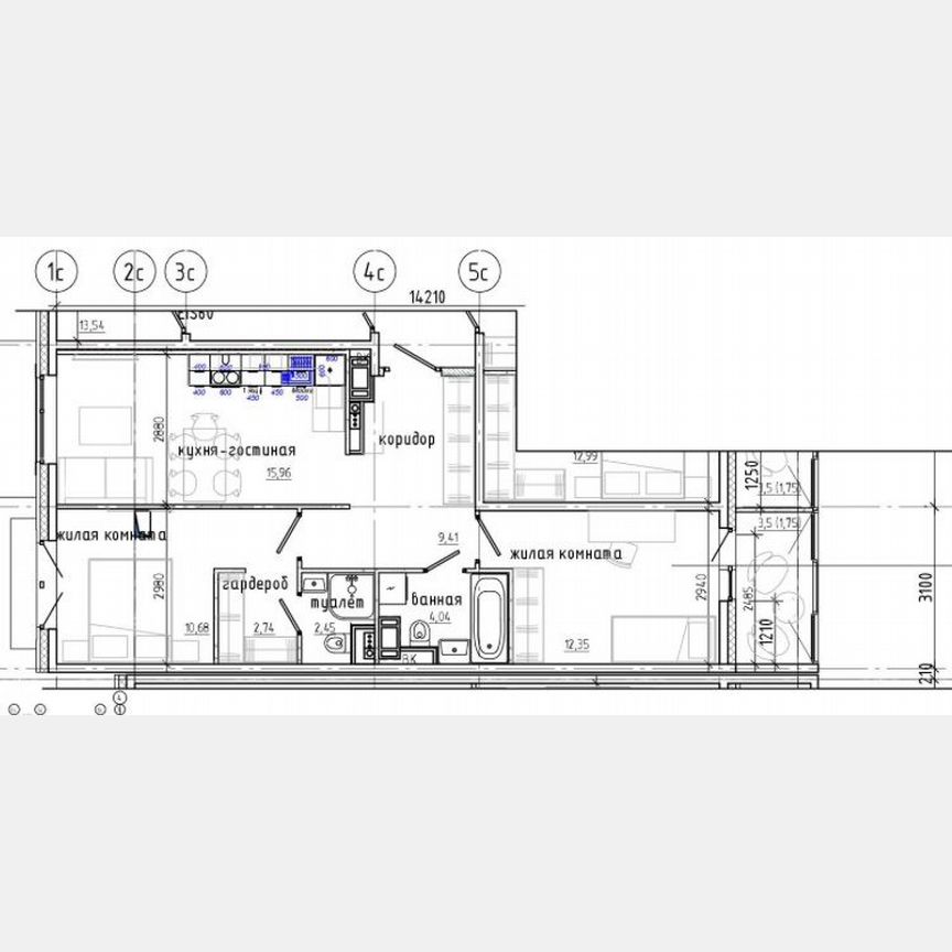 2-к. квартира, 59,4 м², 8/9 эт.