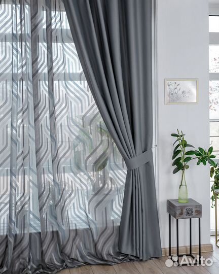 Портьеры блэкаут Амадео графит шторы
