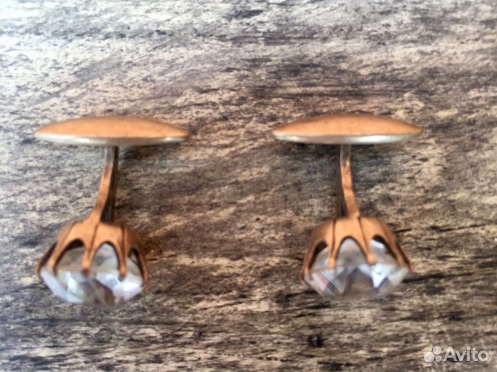 Запонки серебро СССР горный хрусталь