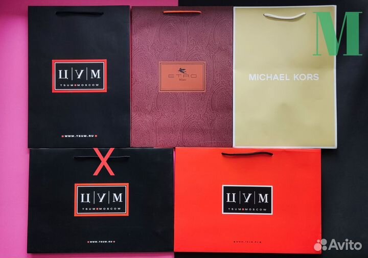 Брендовые пакеты (М) подарочные в ассортименте