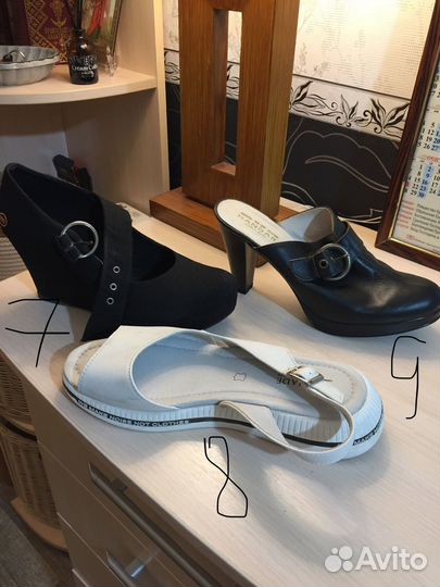 Туфли кожаные, ботильоны, лоферы 39-40 размером