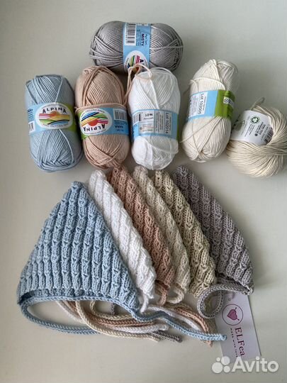 Вязанный чепчик шапочка Эльф из хлопка