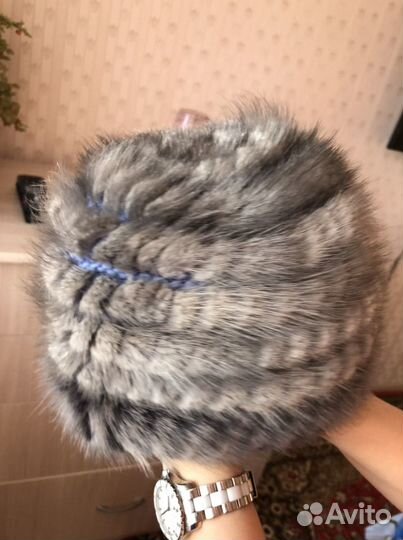 Шапка норковая, вязанная, на подкладе