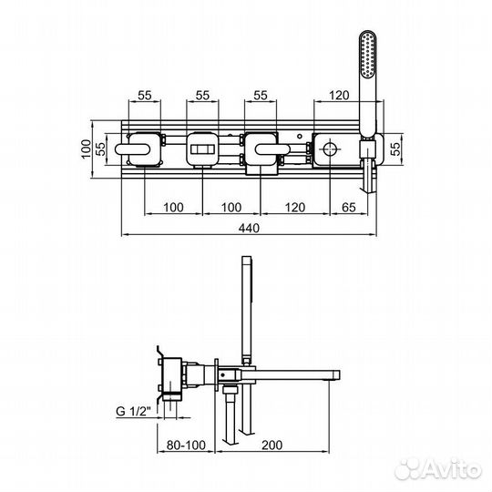 Смеситель для ванны Webert Living LV720901015, хр