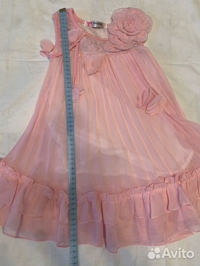 Розовое нарядное платье с цветами (92 размер)