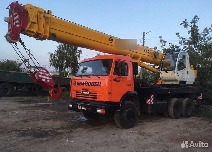 Аренда и услуги автокрана, 25 т, 30.7 м, с гуськом 9 м