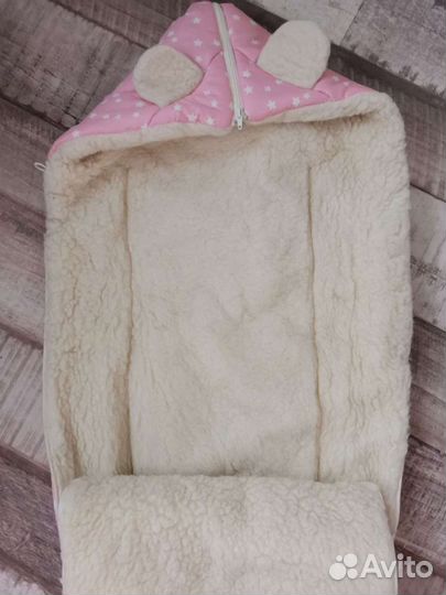 Конверт зимний в коляску для девочки овчина