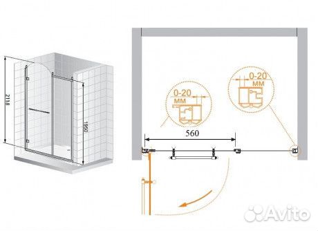 Душ. дверь Cezares x211 Матовое retro-b-11-120-pp