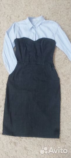 Платье женское деним на корточках