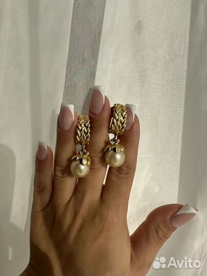 Винтажные клипсы с иск жемчугом Premier Designs