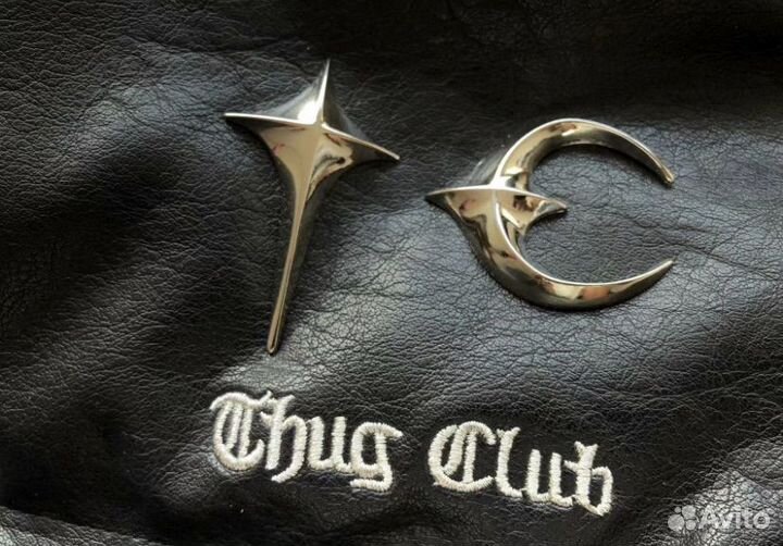 Пуховик thug club кожанный opium