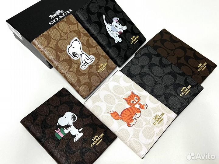 Обложка на паспорт coach из натуральной кожи люкс