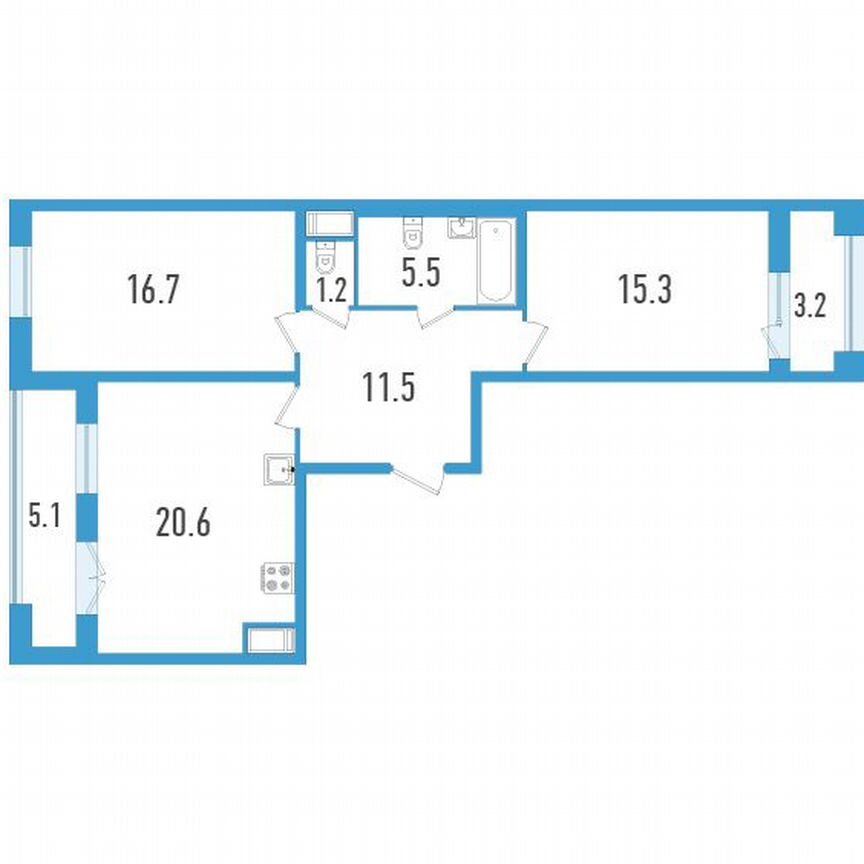 2-к. квартира, 75 м², 10/19 эт.