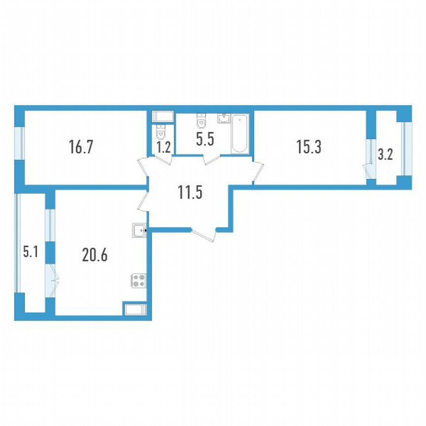 2-к. квартира, 75 м², 10/19 эт.