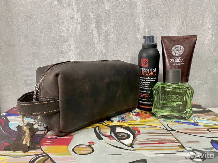 Косметичка из натуральной кожи ручной работы