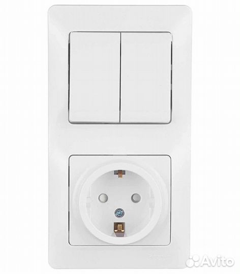 Блок выключателя с розеткой с рамкой Glossa GSL000