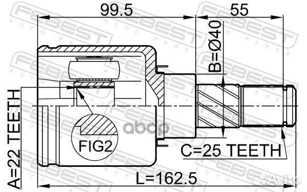 Шрус внутренний правый 22X40X25 0211B10atrh Febest