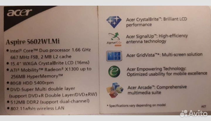 Ноутбук acer aspire 5602