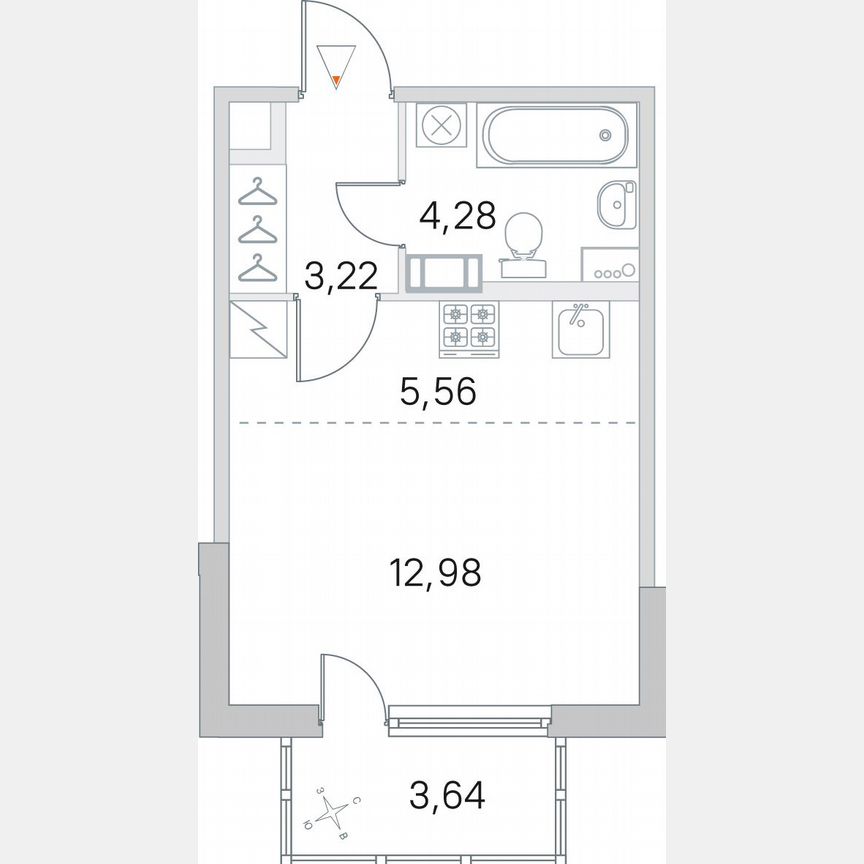 Квартира-студия, 27,1 м², 2/5 эт.
