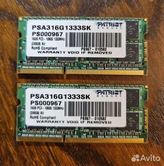 Оперативная память для ноутбука 16GB DDR3 (2*8GB)