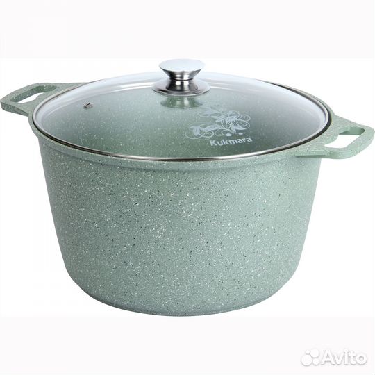 Кастрюля 8л со стекл. крышкой ап (фисташковый мра