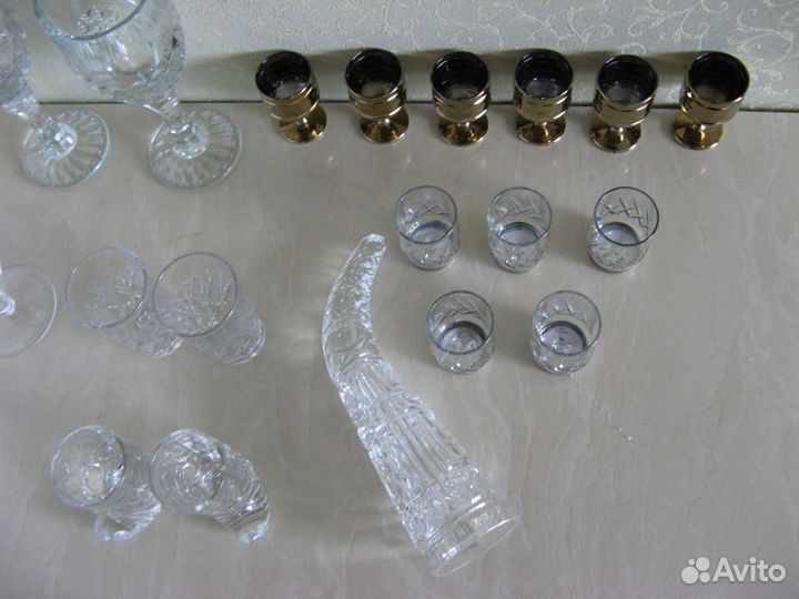 Фужеры, рюмки, хрустальный рог.Хрусталь СССР