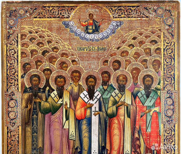Антикварная икона Собор святых апостолов Мстера 19