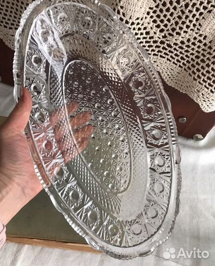 Хрустальная ваза ладья