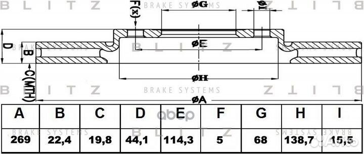 Диск тормозной вентилируемый перед BS0404 B