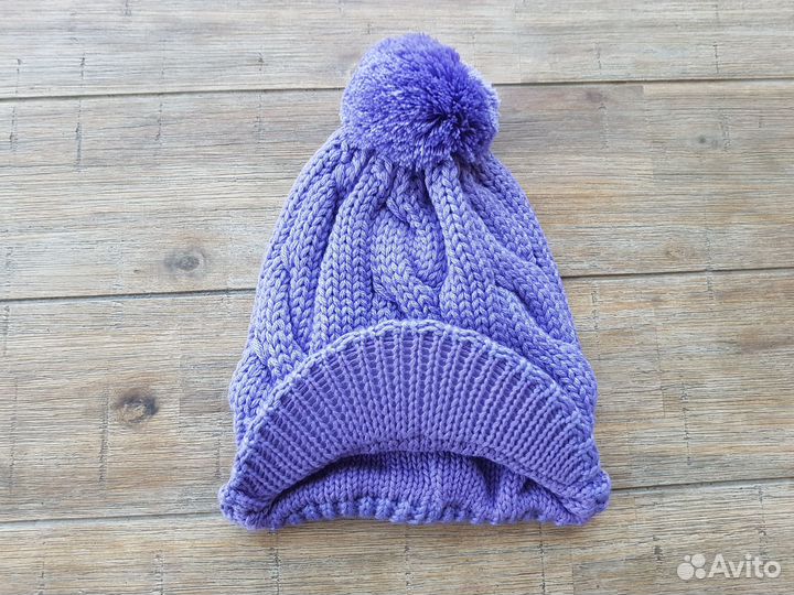 Вязаная шапка для девочек фиолетовая Kerry р 54 56
