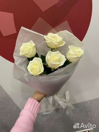 Букет цветов из белой розы