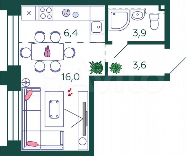 Квартира-студия, 29,9 м², 21/27 эт.