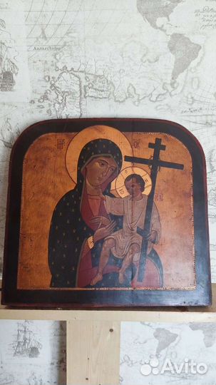 Старая икона Богородицы Новоникитская 37*34 золото
