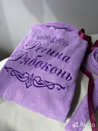 Халат махровый женский Премиум с именной вышивкой