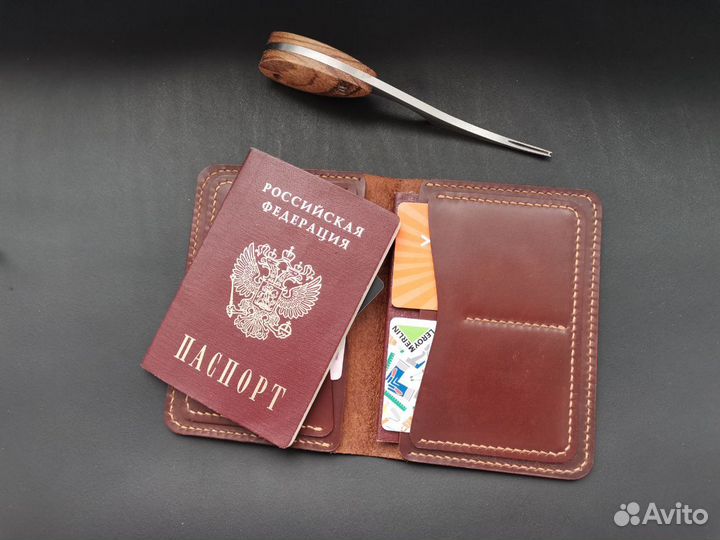 Обложка для документов натуральная кожа