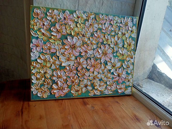 Картина текстурная,цветы