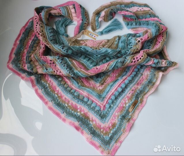 Бактус, платок, палантин, шарф (Цветущие тропы)