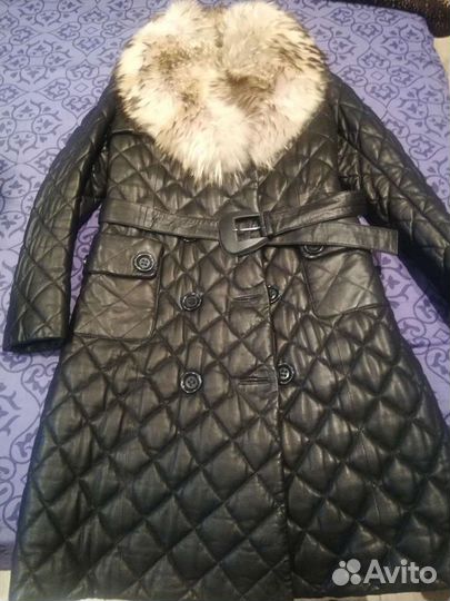 Кожанное пальто женское 46 размер