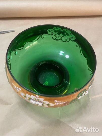 Ваза Богемия лепка зеленая