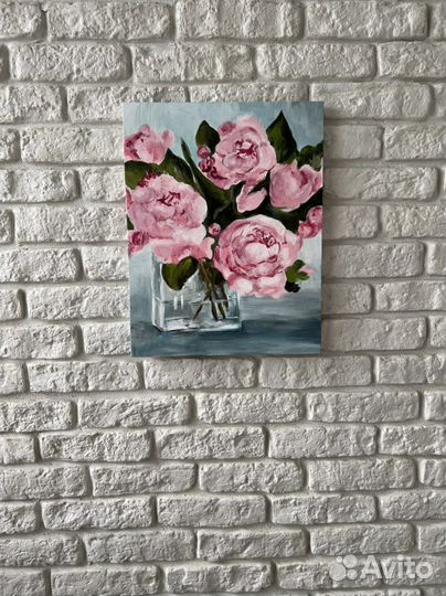 Картина пионы акрил на холсте