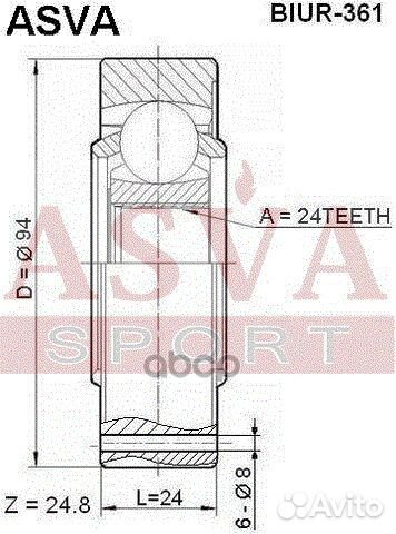 ШРУС внутренний задний 24X94 biur-361 asva