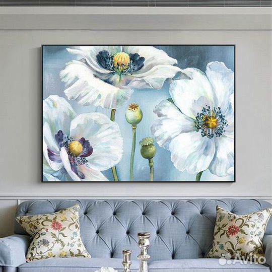 Объемная картина маслом на холсте цветы