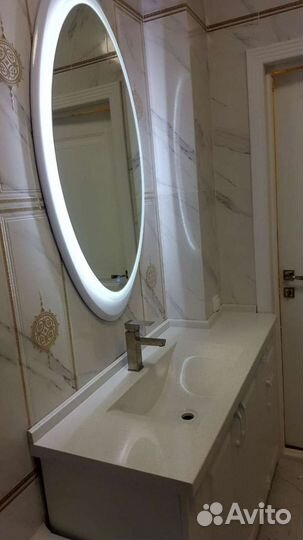 Столешница из жидкого гранита в ванную комнату