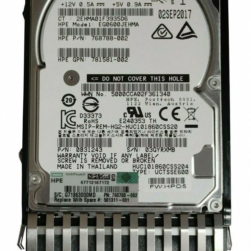 [787646-001] Жесткий Диск Hp 600gb J9f46a Msa Sas 2 787646-001