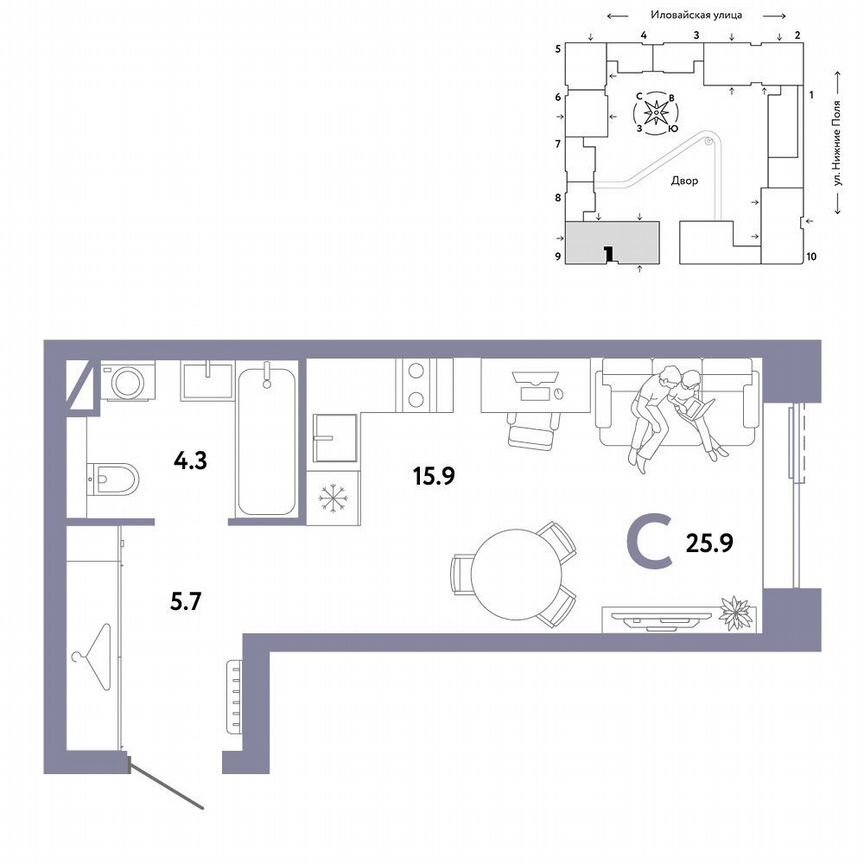 Квартира-студия, 25,9 м², 16/38 эт.