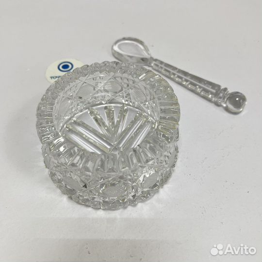 Банка с Ложкой Баночка для меда Хрусталь Чехия